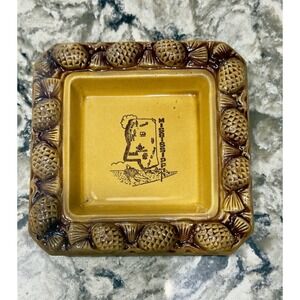 Vintage Georgia Ceramic 5" Ashtray Collectible Pinecones Souvenir